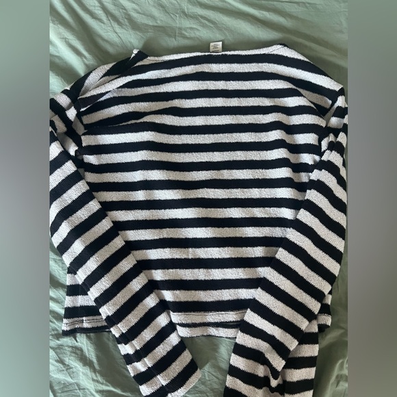 H&M Boxy striped black white jersey sweater wide long sleeves size XS - Picture 4 of 6